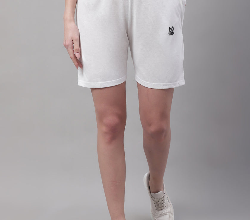 Mack Jonney White Regular fit Cotton Shorts for Women
