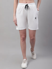 Mack Jonney White Regular fit Cotton Shorts for Women