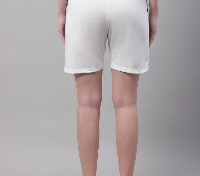 Mack Jonney White Regular fit Cotton Shorts for Women