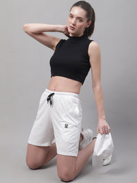 Mack Jonney White Regular fit Cotton Shorts for Women