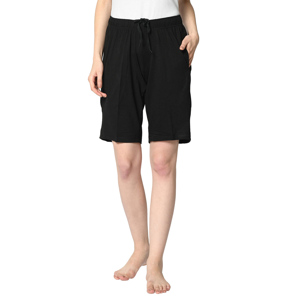 Mack Jonney Black Shorts For Women's