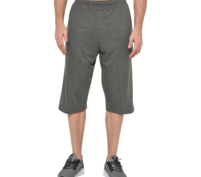 Mack Jonney Cotton Blended Regular Fit Dark Grey 3/4th Capri For Men