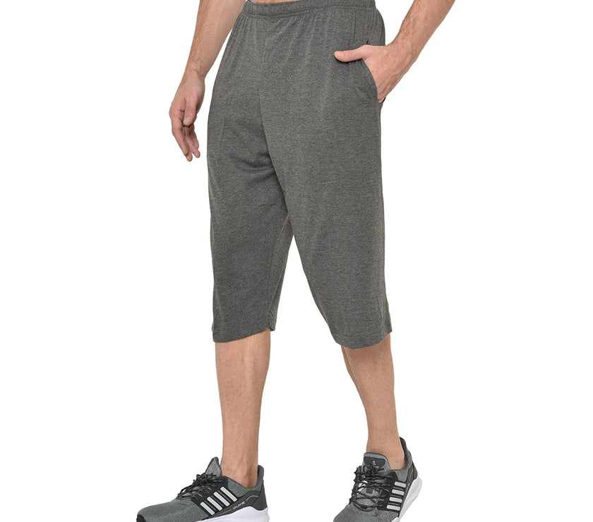 Mack Jonney Cotton Blended Regular Fit Dark Grey 3/4th Capri For Men