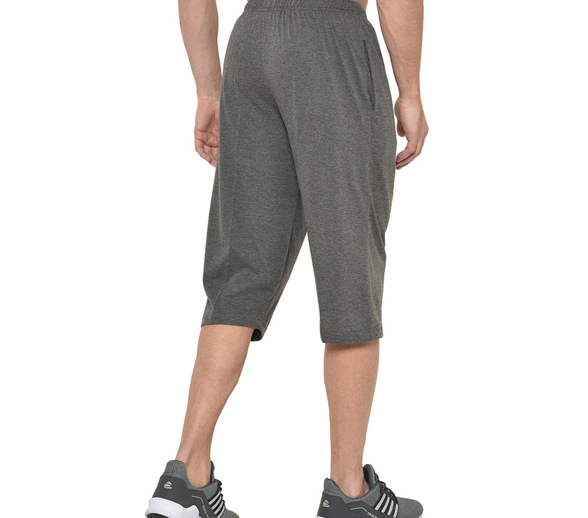 Mack Jonney Cotton Blended Regular Fit Dark Grey 3/4th Capri For Men