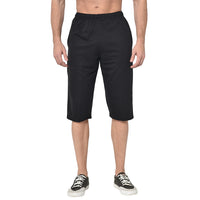 Mack Jonney Cotton Blended Regular Fit Black 3/4th Capri For Men