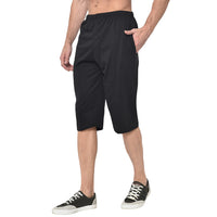 Mack Jonney Cotton Blended Regular Fit Black 3/4th Capri For Men