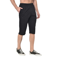 Mack Jonney Cotton Blended Regular Fit Black 3/4th Capri For Men