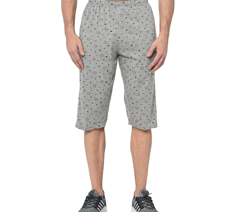 Mack Jonney Cotton Blended Regular Fit Black 3/4th Capri For Men