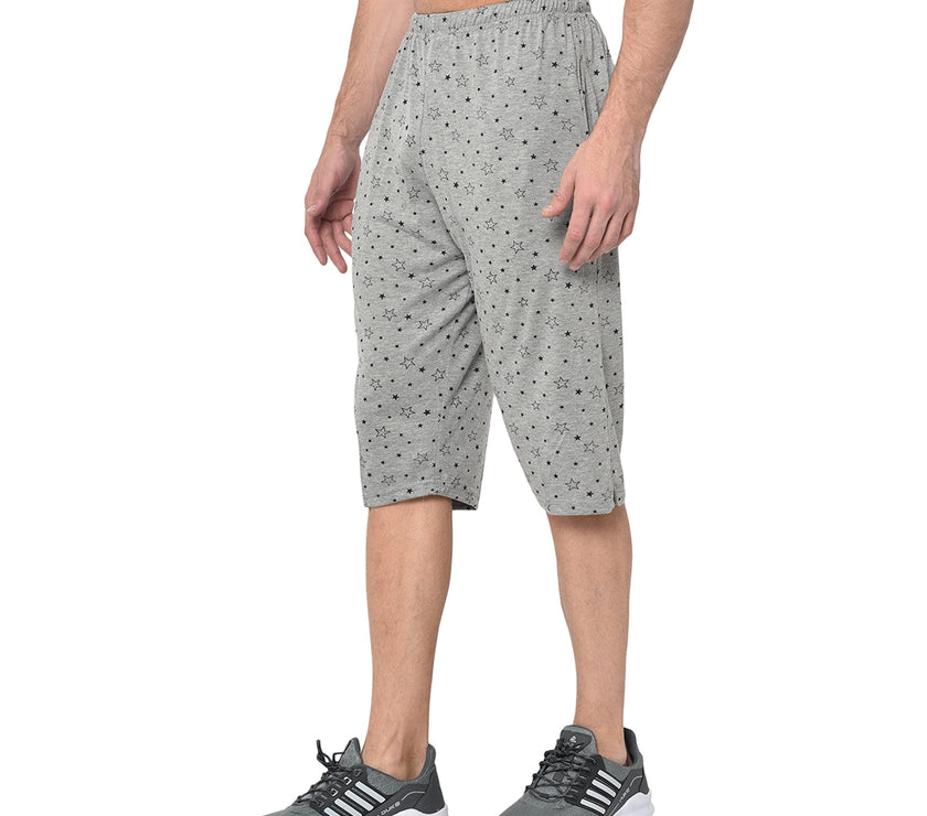 Mack Jonney Cotton Blended Regular Fit Black 3/4th Capri For Men