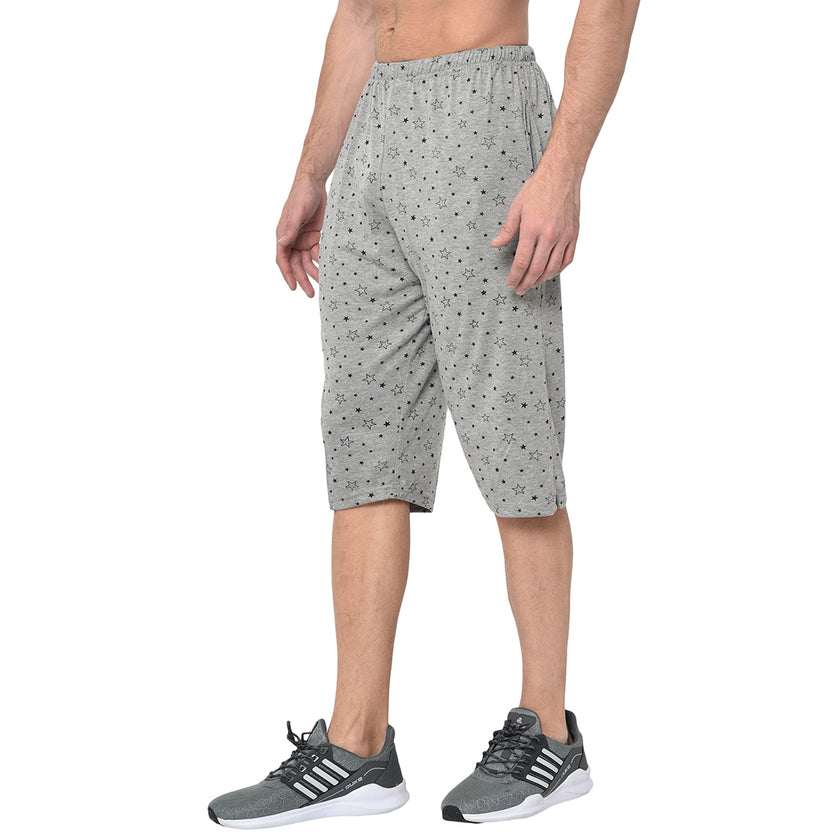 Mack Jonney Cotton Blended Regular Fit Black 3/4th Capri For Men