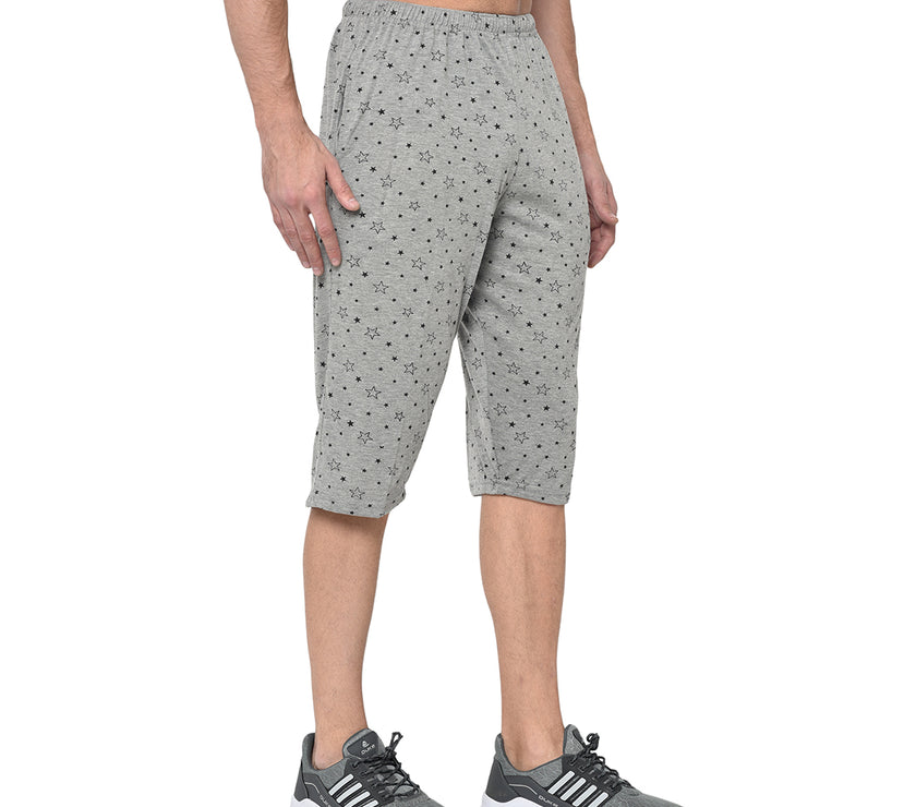 Mack Jonney Cotton Blended Regular Fit Black 3/4th Capri For Men