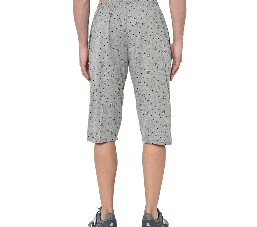 Mack Jonney Cotton Blended Regular Fit Black 3/4th Capri For Men