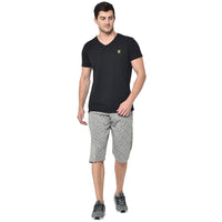 Mack Jonney Cotton Blended Regular Fit Black 3/4th Capri For Men