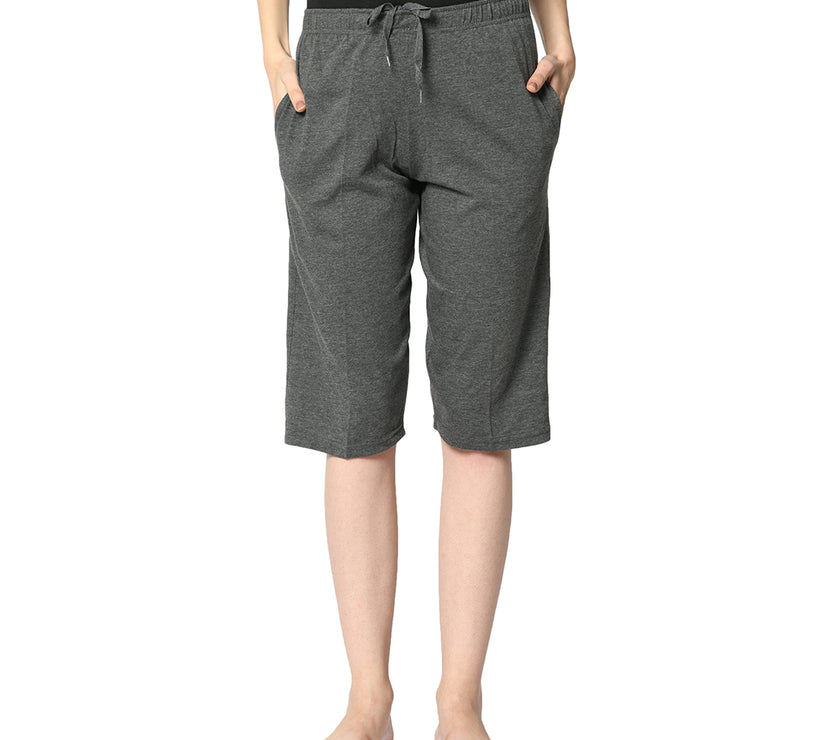 Mack Jonney Grey 3/4th Capri For Women's
