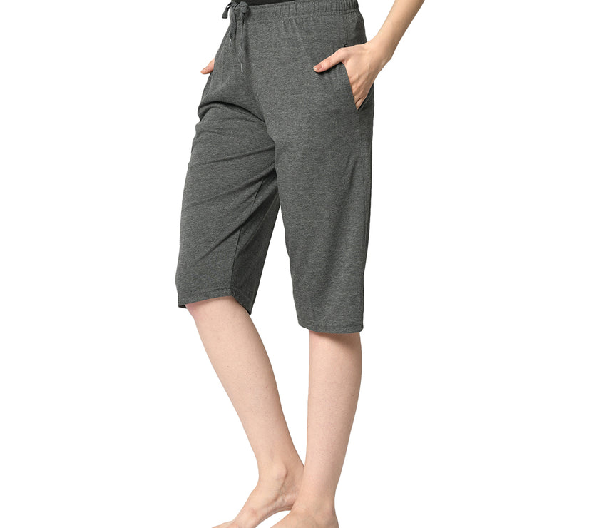 Mack Jonney Grey 3/4th Capri For Women's