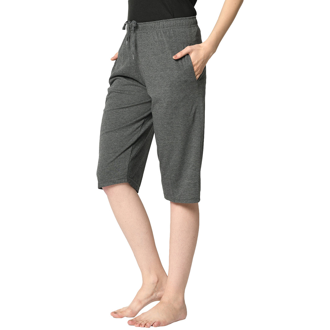 Mack Jonney Grey 3/4th Capri For Women's
