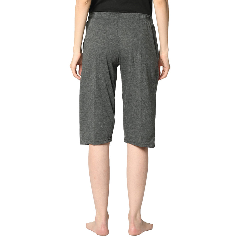 Mack Jonney Grey 3/4th Capri For Women's