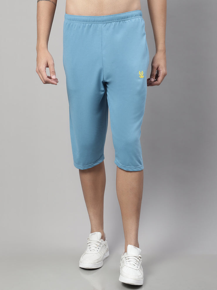 Mack Jonney Blue Regular fit Cotton Capri for Men