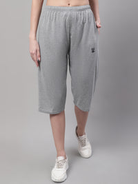Mack Jonney Grey Melange Regular fit Cotton Capri for Women