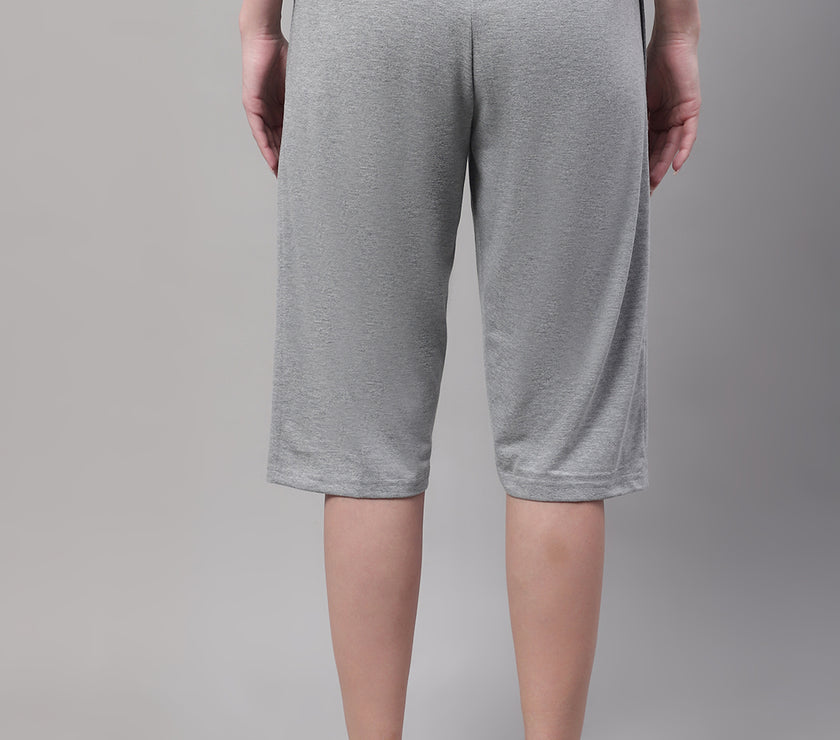 Mack Jonney Grey Melange Regular fit Cotton Capri for Women