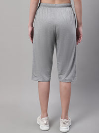 Mack Jonney Grey Melange Regular fit Cotton Capri for Women