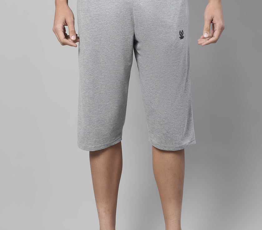 Mack Jonney Grey Melange Regular fit Cotton Capri for Men