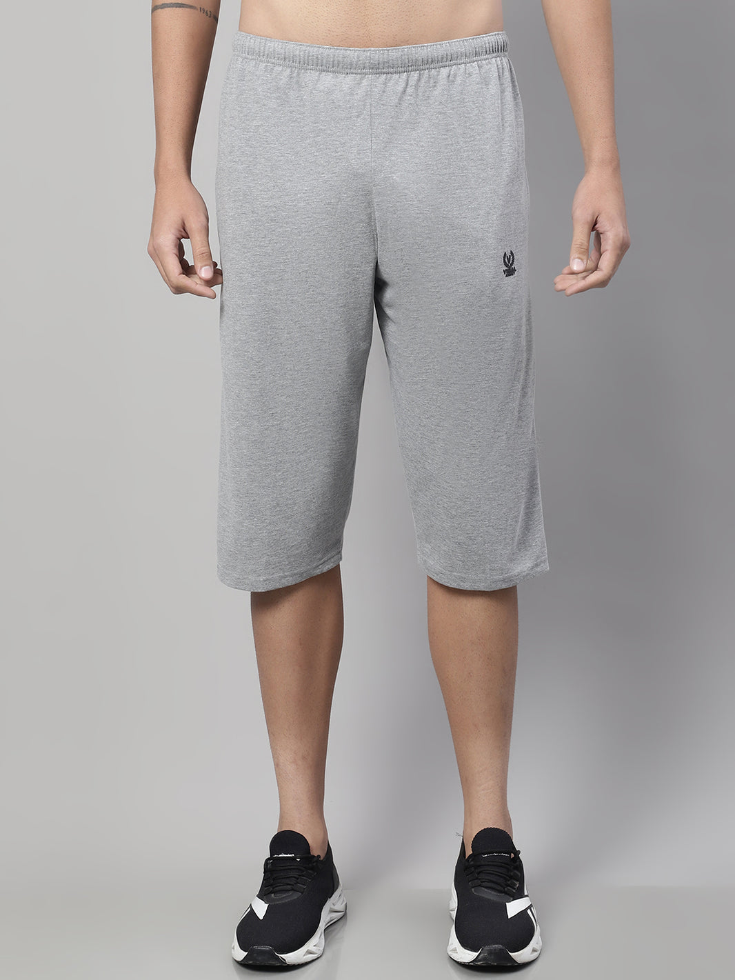 Mack Jonney Grey Melange Regular fit Cotton Capri for Men
