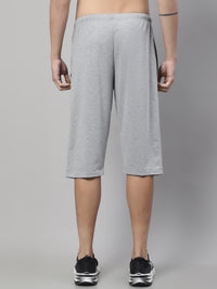 Mack Jonney Grey Melange Regular fit Cotton Capri for Men