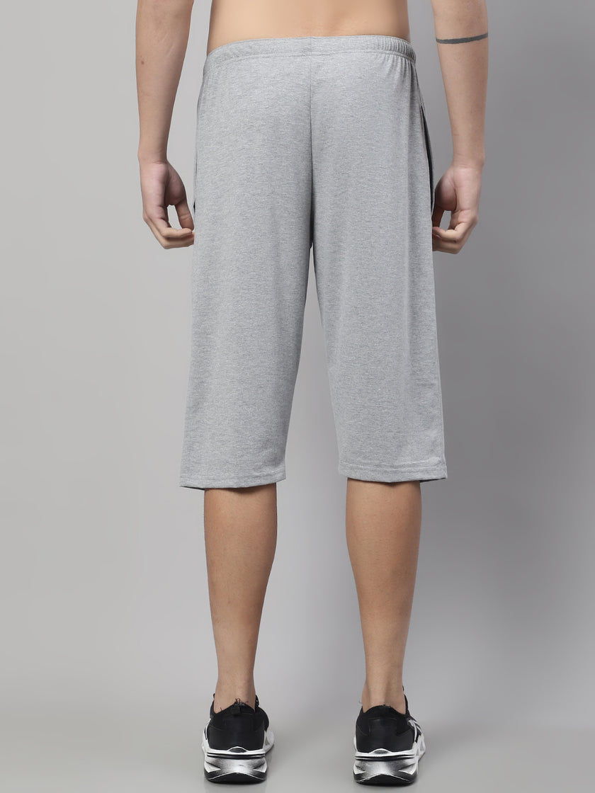 Mack Jonney Grey Melange Regular fit Cotton Capri for Men
