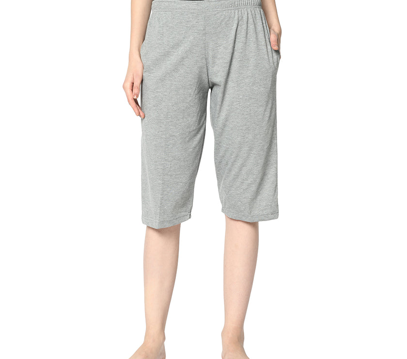 Mack Jonney Grey 3/4th Capri For Women's