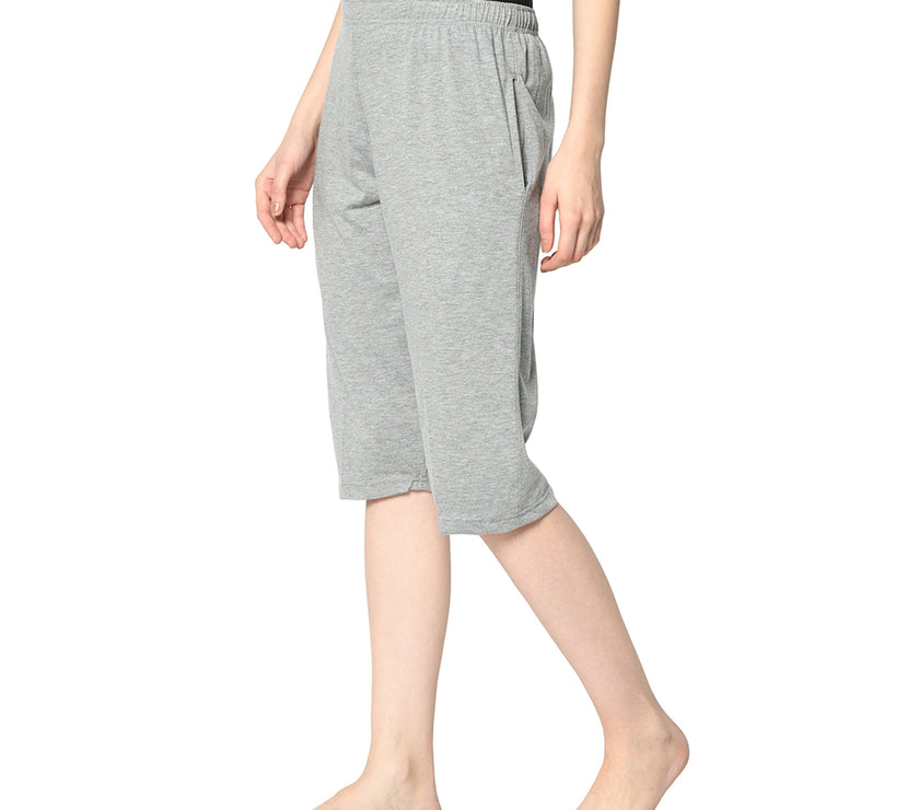 Mack Jonney Grey 3/4th Capri For Women's