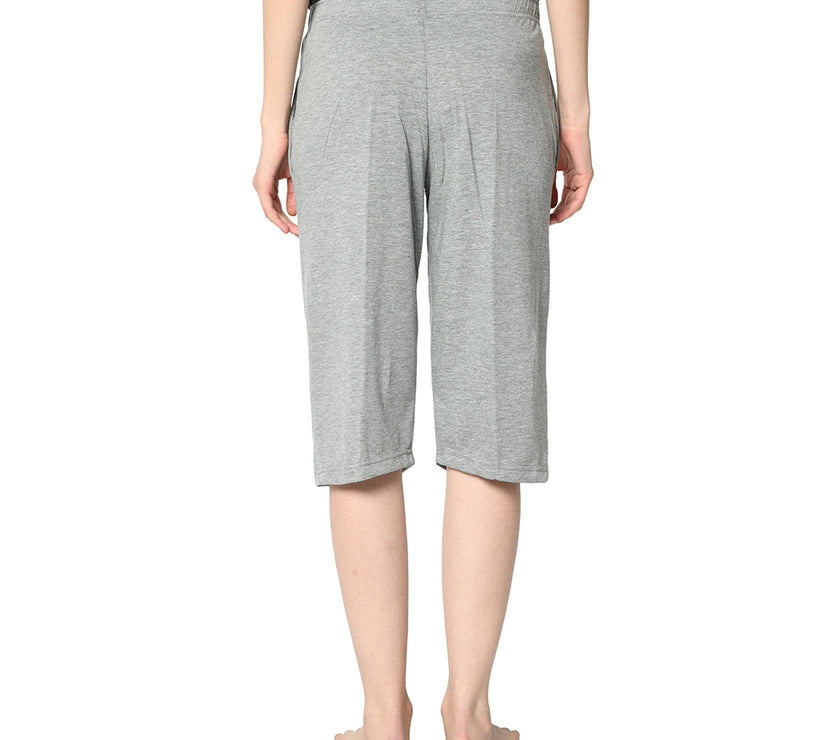 Mack Jonney Grey 3/4th Capri For Women's