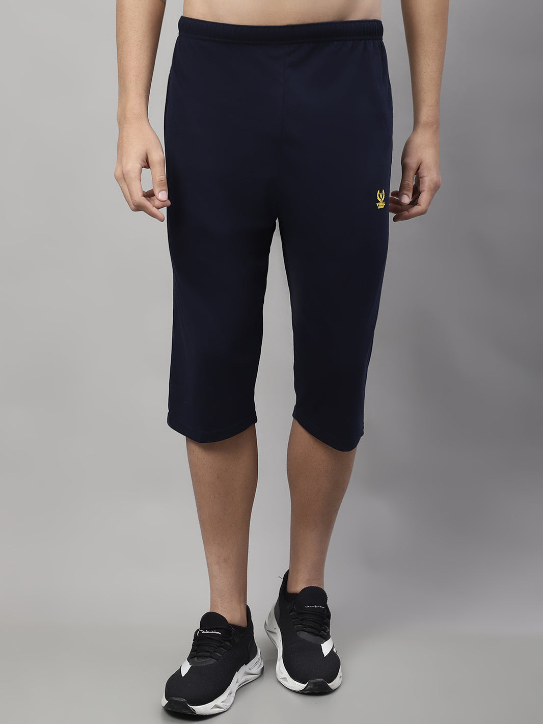 Mack Jonney Navy Blue Regular fit Cotton Capri for Men