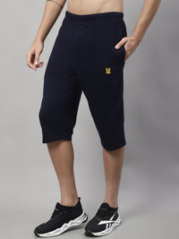 Mack Jonney Navy Blue Regular fit Cotton Capri for Men