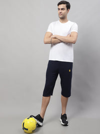 Mack Jonney Navy Blue Regular fit Cotton Capri for Men