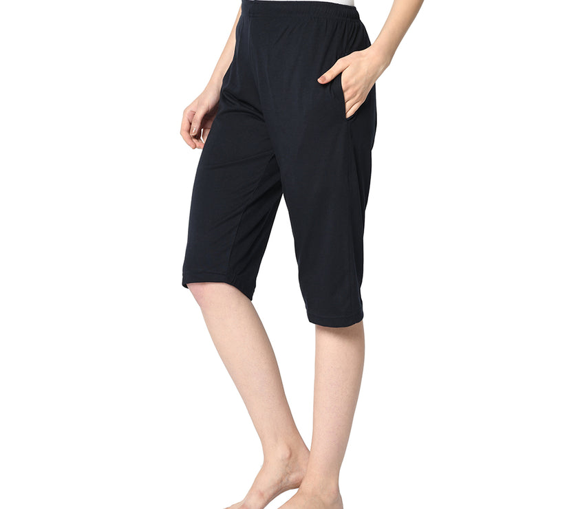 Mack Jonney Blue 3/4th Capri For Women's