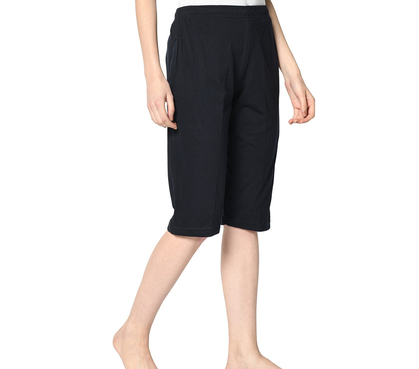 Mack Jonney Blue 3/4th Capri For Women's