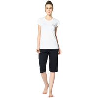 Mack Jonney Blue 3/4th Capri For Women's