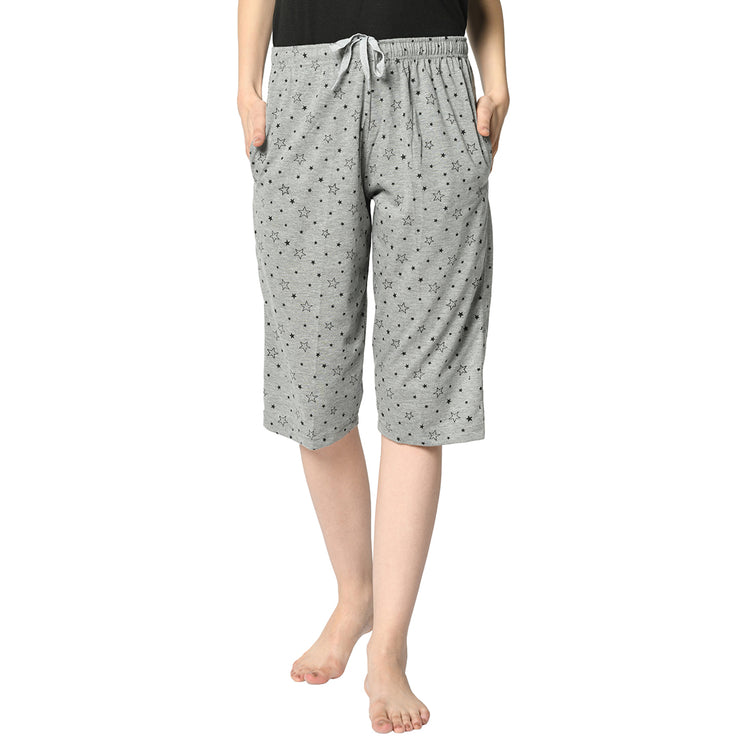 Mack Jonney Grey 3/4th Capri For Women's