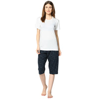 Mack Jonney Blue 3/4th Capri For Women's