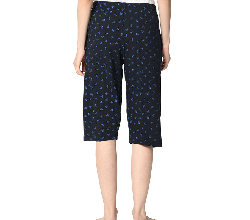 Mack Jonney Dark Blue 3/4th Capri For Women's