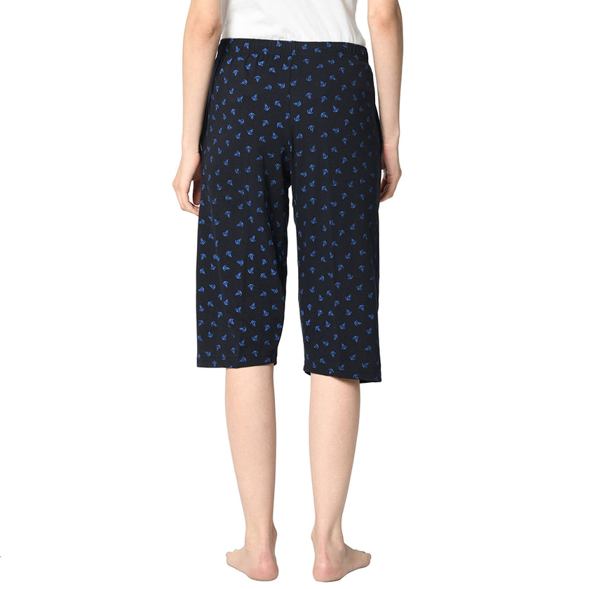 Mack Jonney Dark Blue 3/4th Capri For Women's