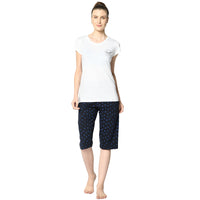 Mack Jonney Dark Blue 3/4th Capri For Women's