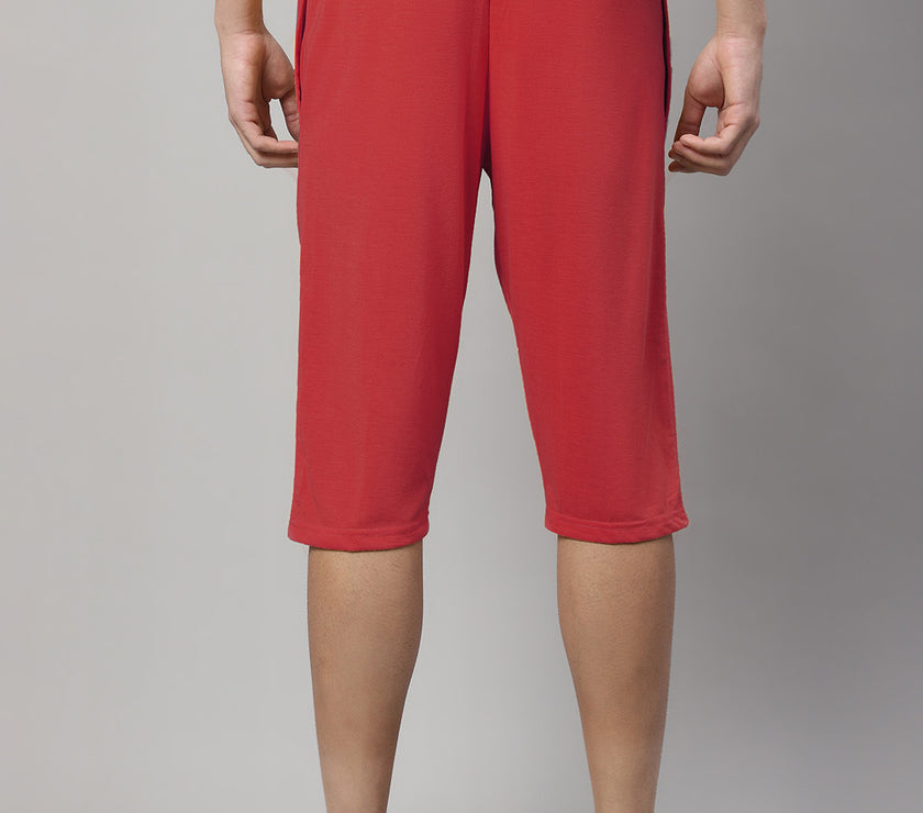 Mack Jonney Red Regular fit Cotton Capri for Men