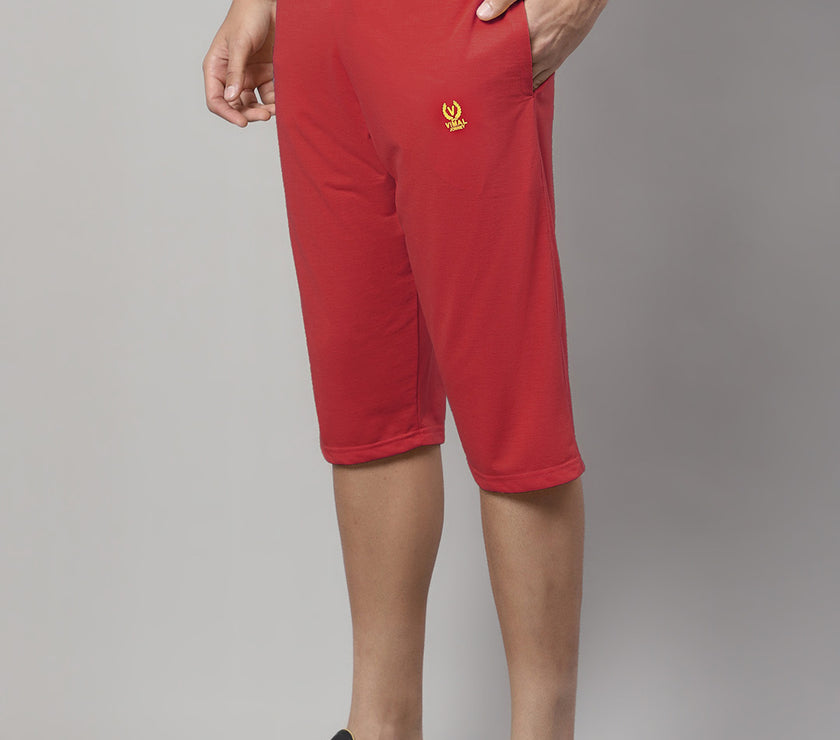 Mack Jonney Red Regular fit Cotton Capri for Men