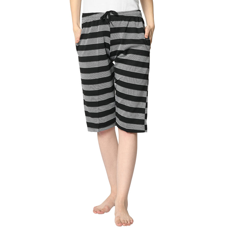 Mack Jonney Black 3/4th Capri For Women's