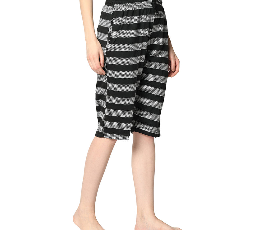 Mack Jonney Black 3/4th Capri For Women's