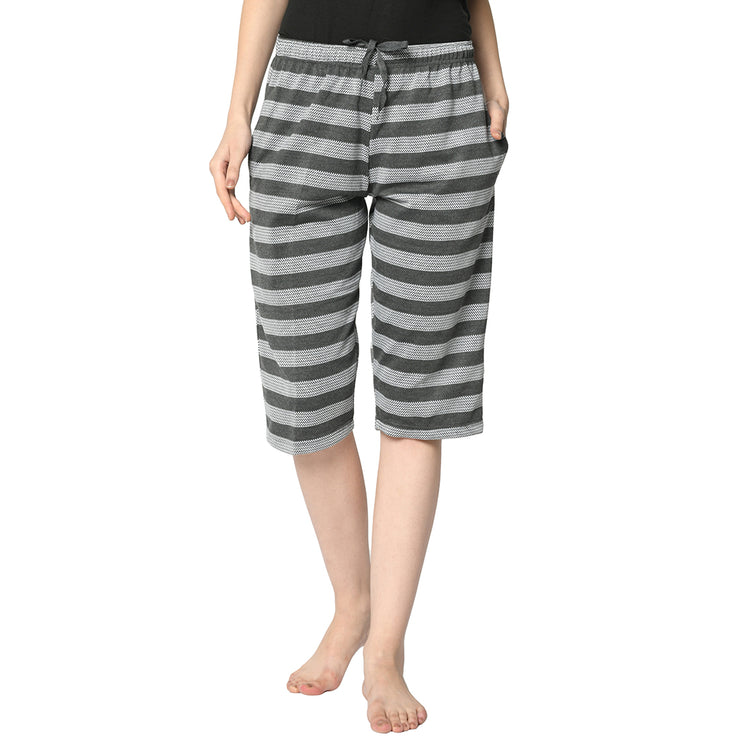 Mack Jonney Grey 3/4th Capri For Women's