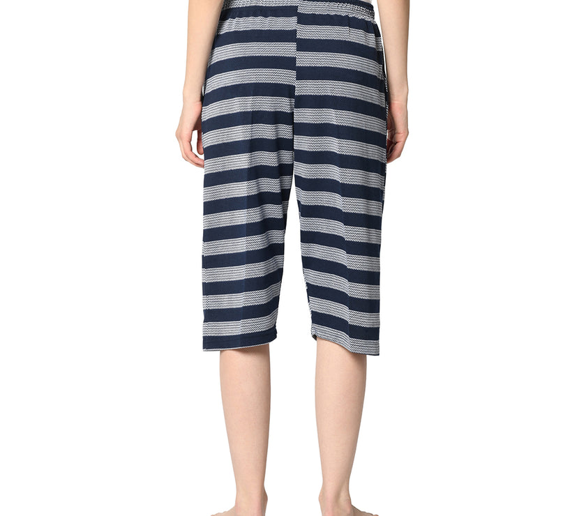 Mack Jonney Blue 3/4th Capri For Women's