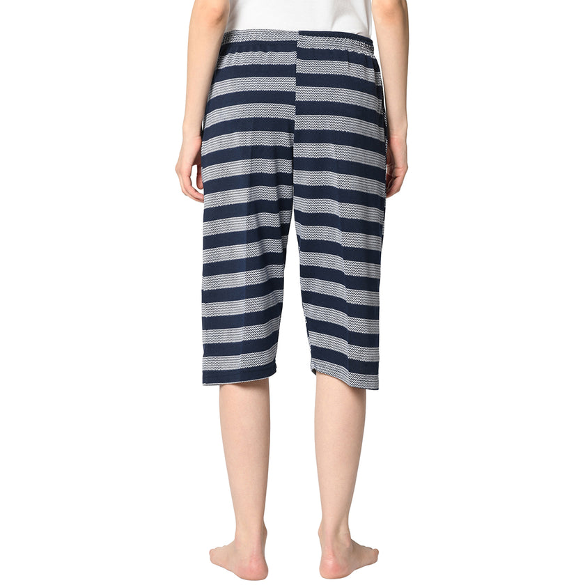 Mack Jonney Blue 3/4th Capri For Women's